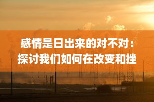 感情是日出来的对不对：探讨我们如何在改变和挫折中品味心灵的黎明