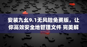 安装九幺9.1无风险免费版，让你高效安全地管理文件 完美解决安全隐患。