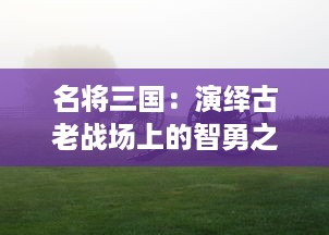 名将三国：演绎古老战场上的智勇之战，解析历史名将的战略才情与人性光辉