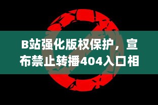 B站强化版权保护，宣布禁止转播404入口相关内容，打击非法盗版行为