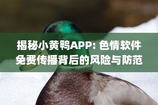 揭秘小黄鸭APP: 色情软件免费传播背后的风险与防范措施 v3.8.8下载